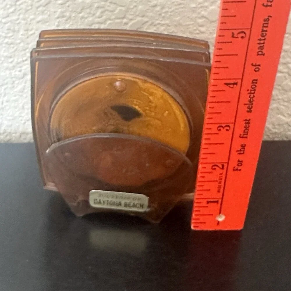 Vintage‎ Amber Plastic Florida Map Souvenir Coasters Made in Hong Kong
